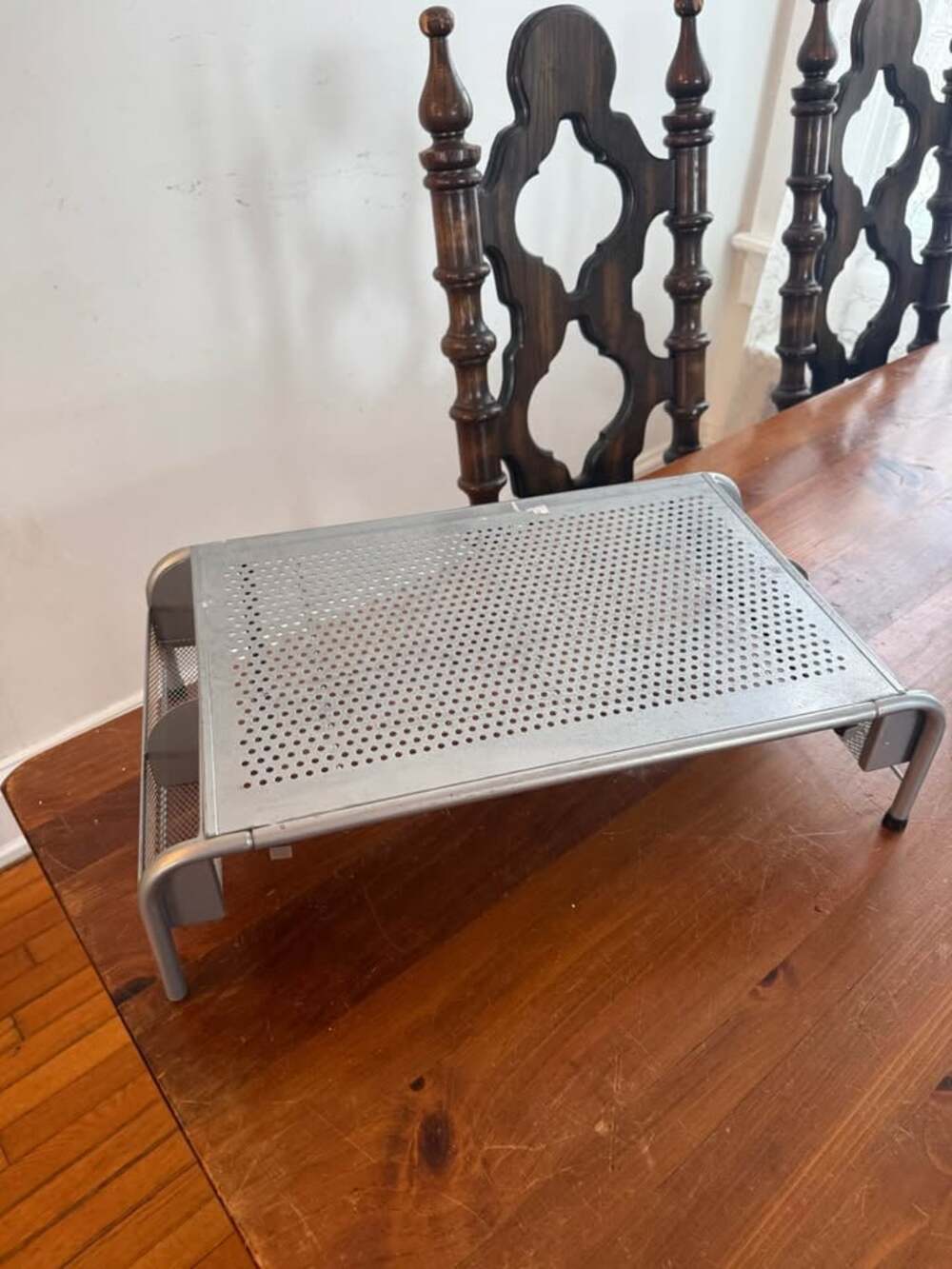 Metal Mesh Desktop Monitor Stand with Storage
